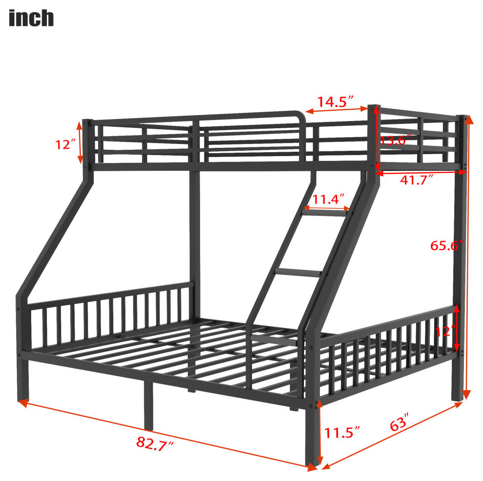 Gewnee Twin XL Over Queen Metal Bunk Bed