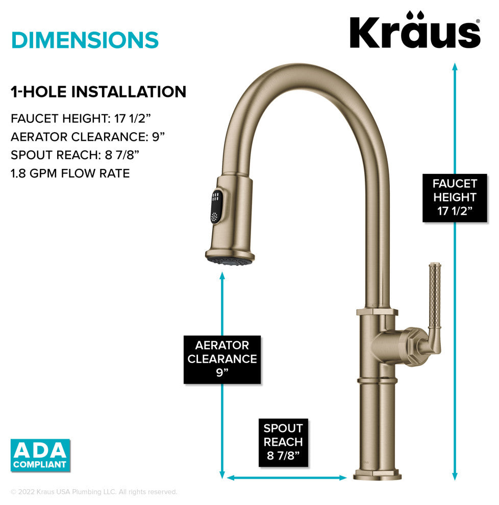 Sellette Pull-Down Kitchen Faucet, Brushed Gold, Model Kpf-4100bg