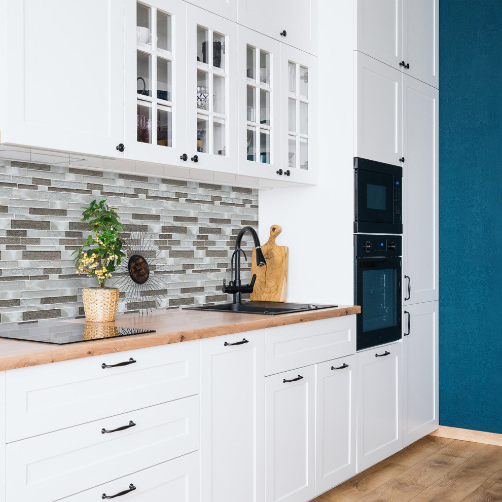 Glena 11.8"x11.8" Laminated Glass Mosaic Mix Wall Tile, Mixed Colors, Sample