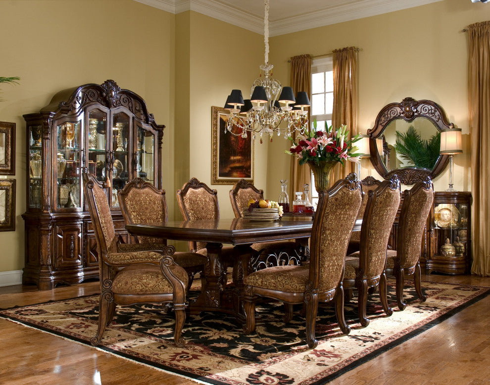 Windsor Court China Cabinet with Lighting, Vintage Fruitwood