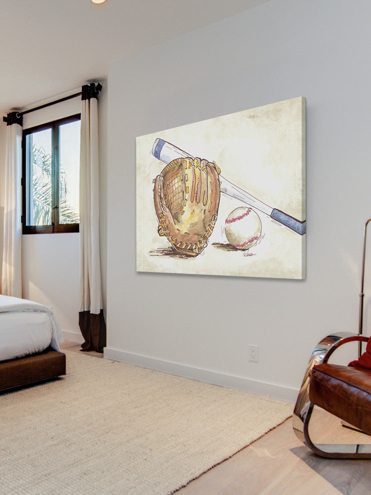 Marmont Hill, "Baseball Gear" by Reesa Qualia Painting on Wrapped Canvas, 52x40