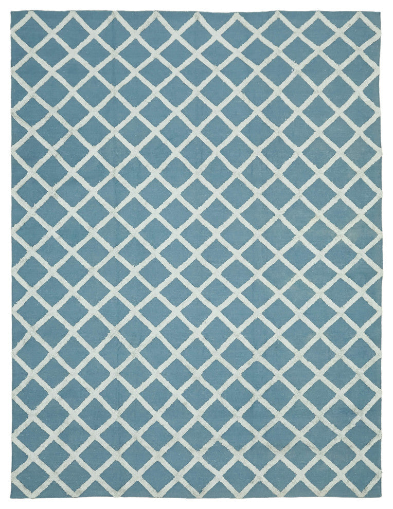 Rug N Carpet - Handmade Modern Design 9' 0'' x 12' 0'' Wool Flatweave Kilim Rug