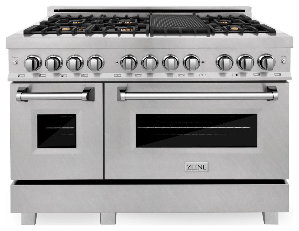 ZLINE 48" Dual Fuel Range With Griddle and Brass Burners