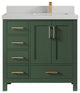 Malibu 36 Right Offset Bath Vanity in Lafayette Green 2" Carrara Quartz