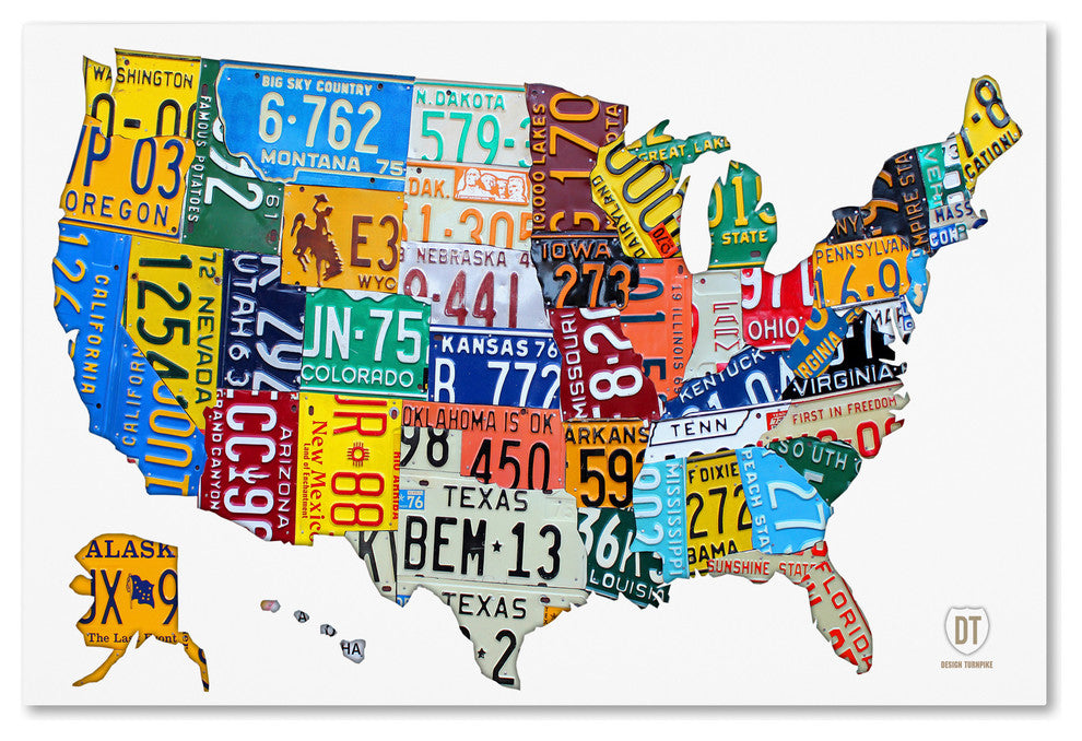 "License Plate Map USA 2" Canvas Art by Design Turnpike