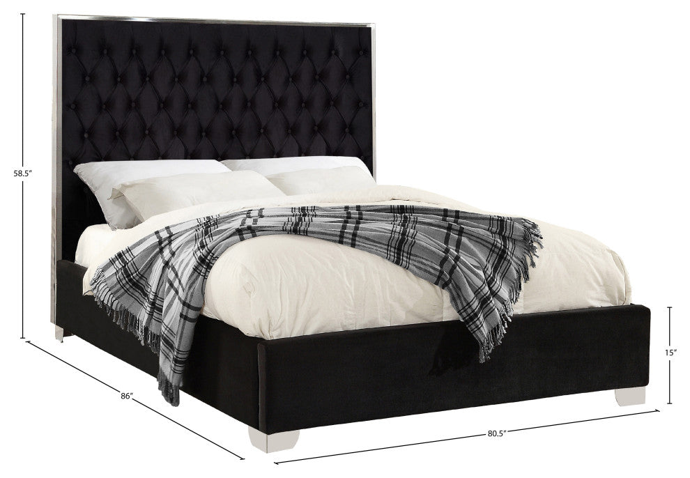 Lexi Velvet Bed, Black, King