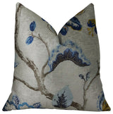 Elyssa Navy Brown and Cream Handmade Luxury Pillow, 26"x26"