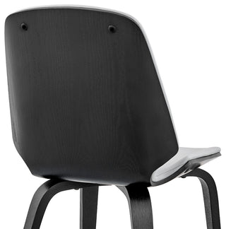 Brinley Gray Faux Leather and Black Wood Dining Room Accent Chair