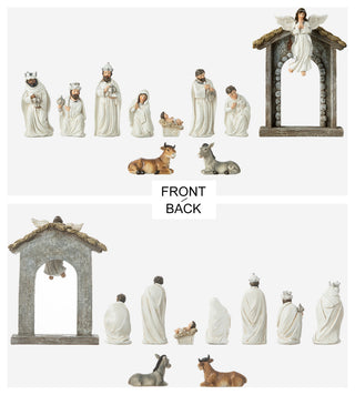 11-Piece Ivory Resin Nativity Figurine Set