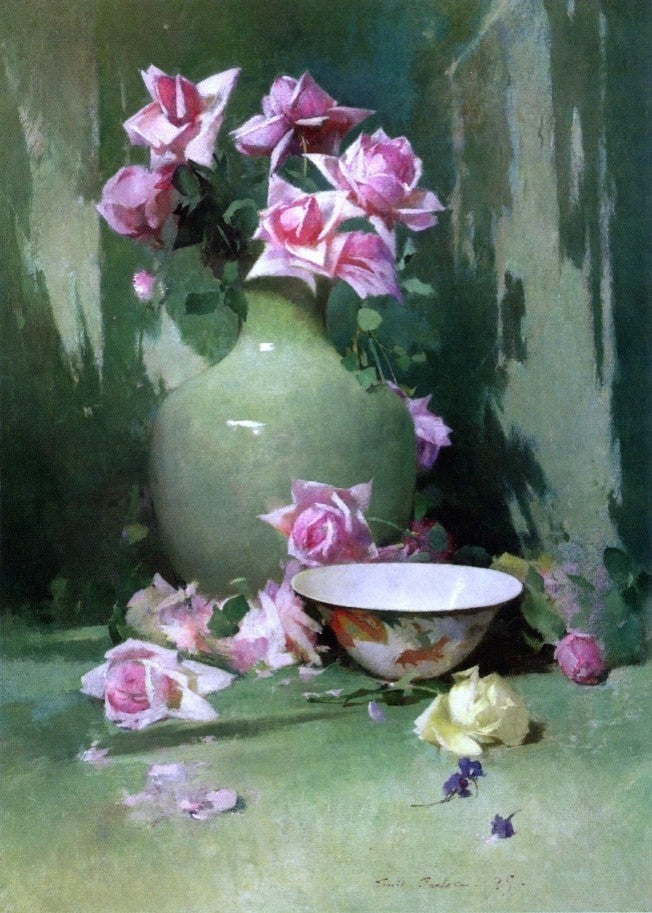 Emil Carlsen Vase of Roses, Gallery Wrapped Canvas Print, 18"x27"