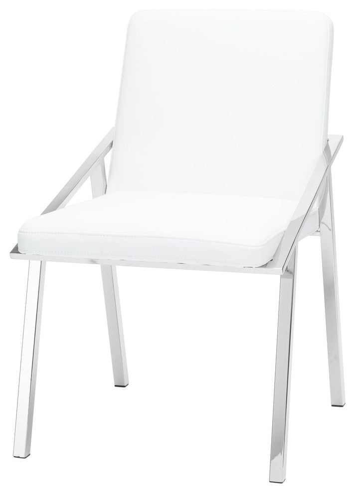Nika Modern Dining Chair, Contemporary Side Chair, Faux Leather, White
