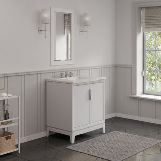 Elizabeth 30" Single Sink Carrara White Marble Vanity, Pure White