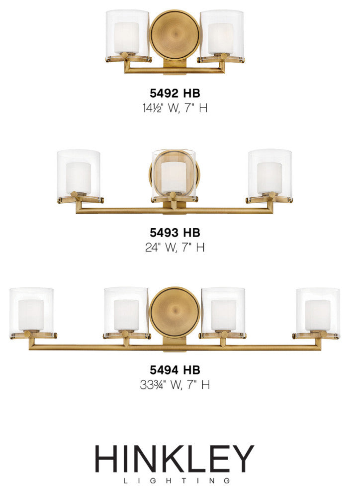 Hinkley Rixon Small Two Light Vanity, Heritage Brass