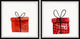 Red Gift Boxes Diptych, 2-Piece Set, 32x32