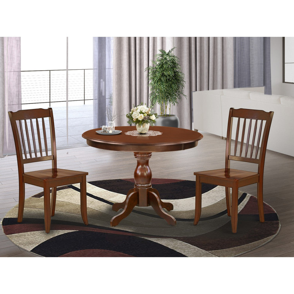 3 Pc Kitchen Set Mahogany Dining Table, 2 Mahogany Wooden Chairs