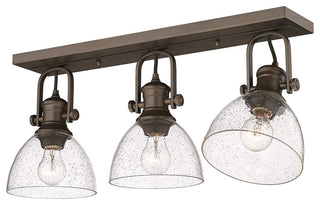 Hines 3-Light Semi-Flush, Rubbed Bronze With Opal Glass, Rubbed Bronze With Seed