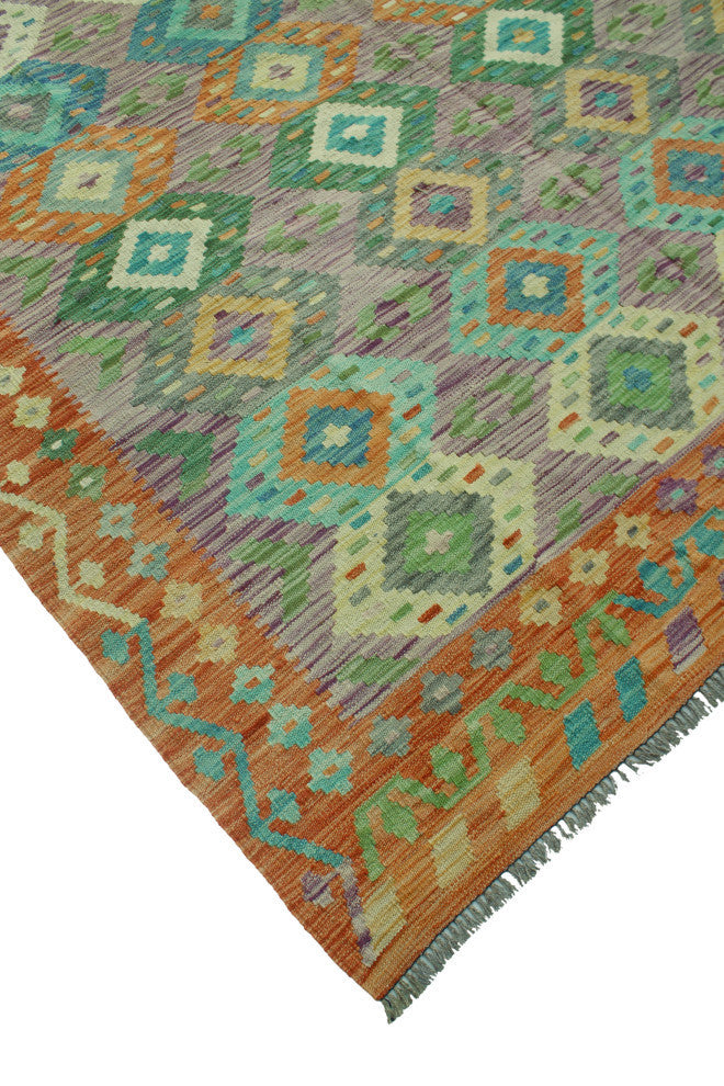 Sun Faded Kilim Cemile Rust/Purple Rug, 6'8x10'0