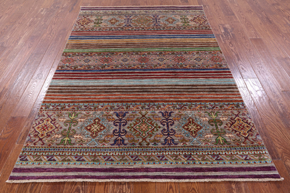 5' 0" X 6' 11" Super Kazak Khorjin Handmade Wool Rug - Q12318