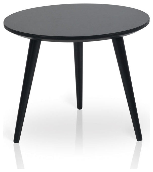 ESSIE Round End Table, Black/Black