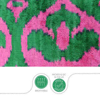 Canvello Decorative Green Pink Pillows For Couch With Down Insert 18"x18"