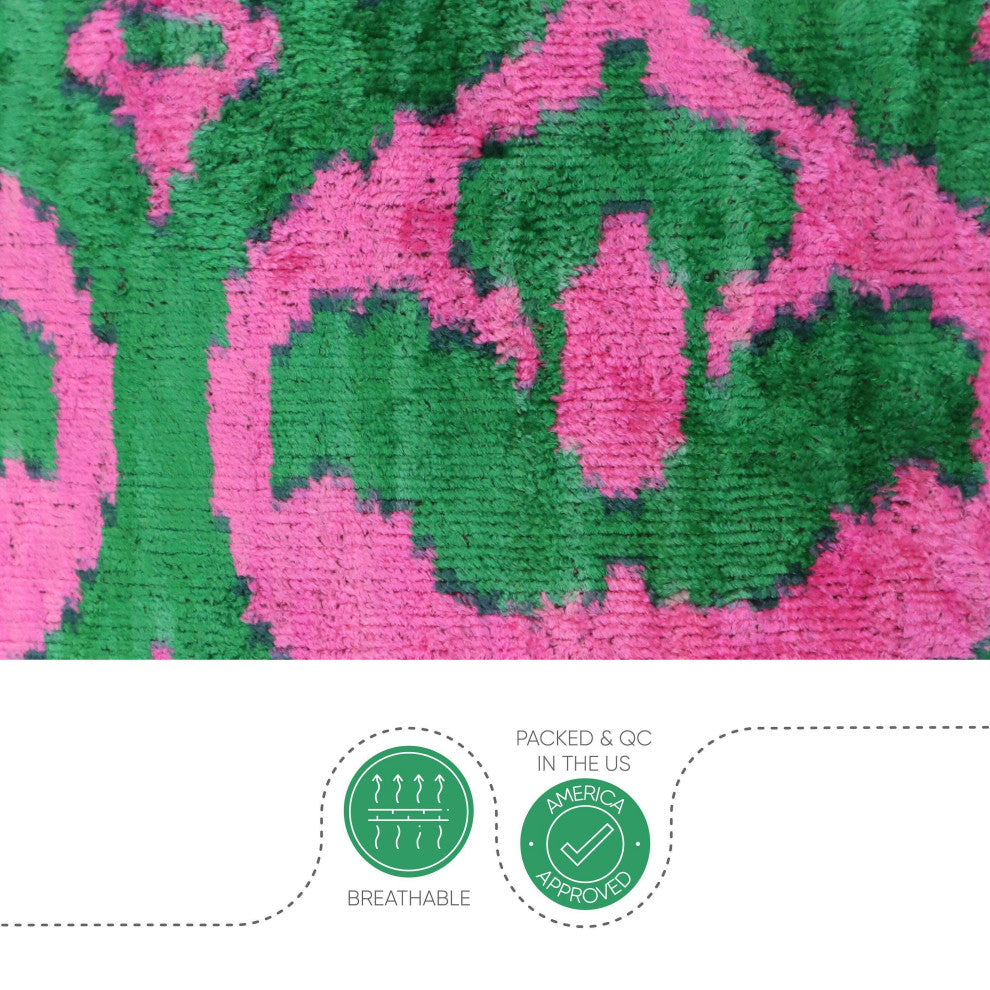 Canvello Decorative Green Pink Pillows For Couch With Down Insert 18"x18"
