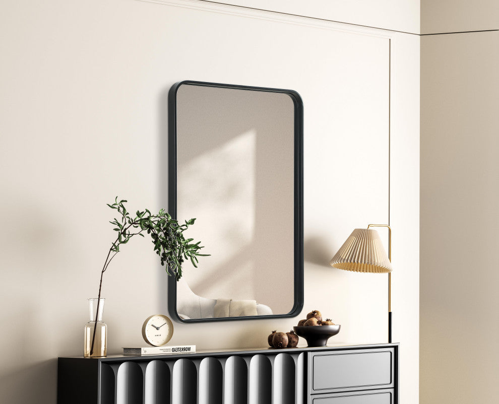 Home Living Contour Metal Rectangle Mirror 24x36, Black