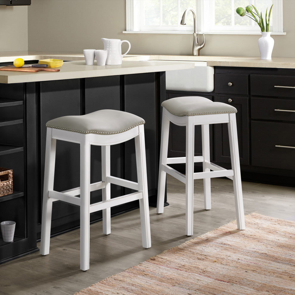 Williston Bar Stool, Set of 2, White, Bar Height