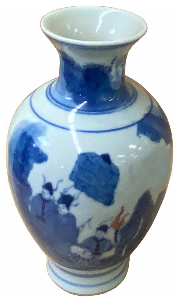 Chinese Red Blue White Porcelain Hand-painted Graphic Small Vase Hws1620