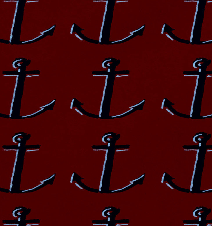 Polyester Decorative Placement, Anchor, Red, Set Of 4