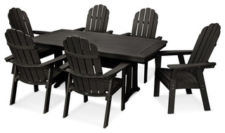 Polywood Vineyard Adirondack 7-Piece Nautical Trestle Dining Set, Black