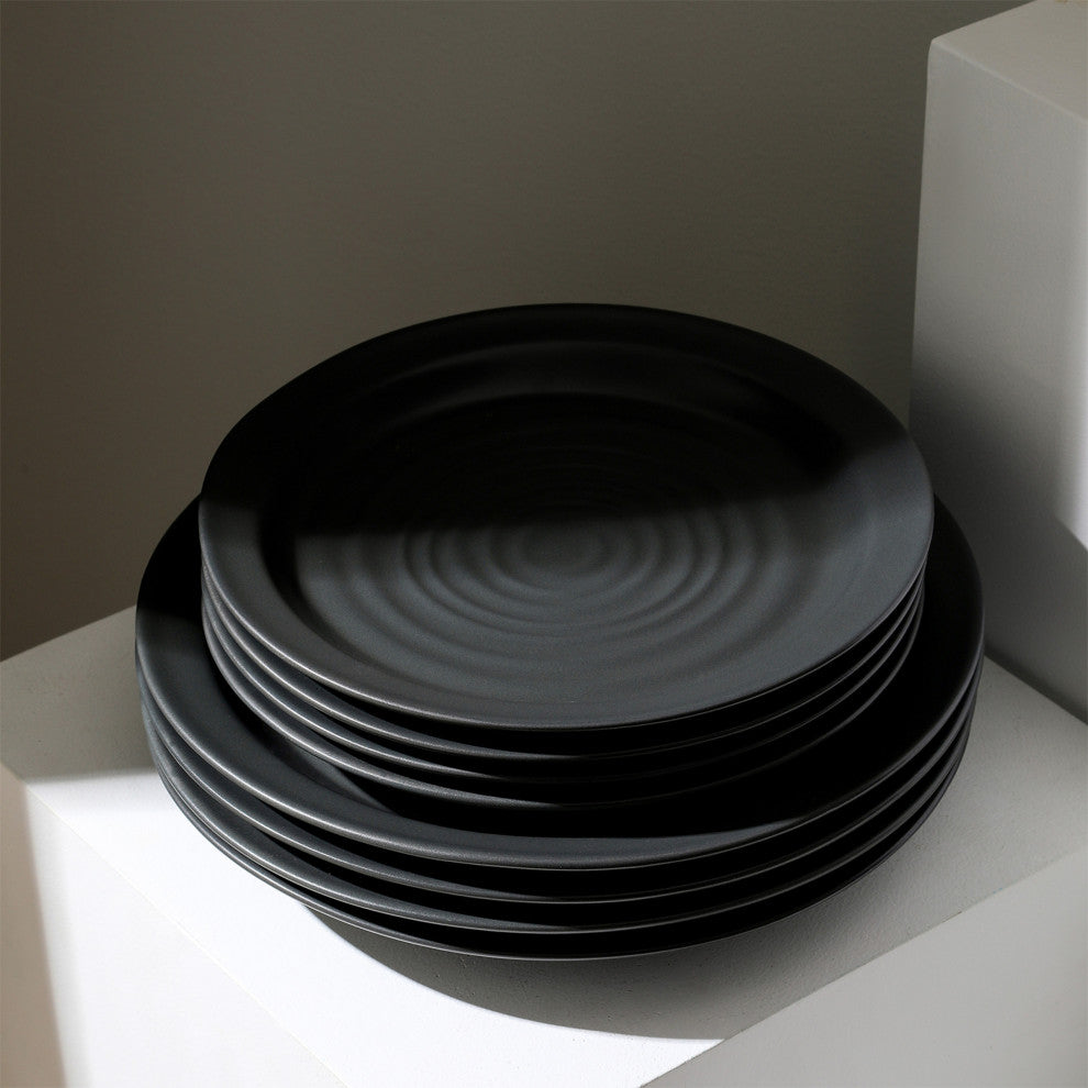 Stone Lain Orbit Stoneware 12-Piece Dinnerware Set, Charcoal