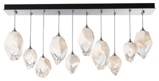 Chrysalis 10-Light Mixed Crystal Pendant Sterling Finish- Long, White Crystal