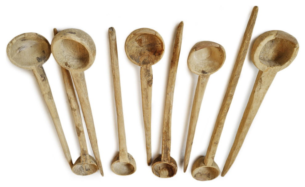 Consigned Old Bleached Wood Indian Spoon