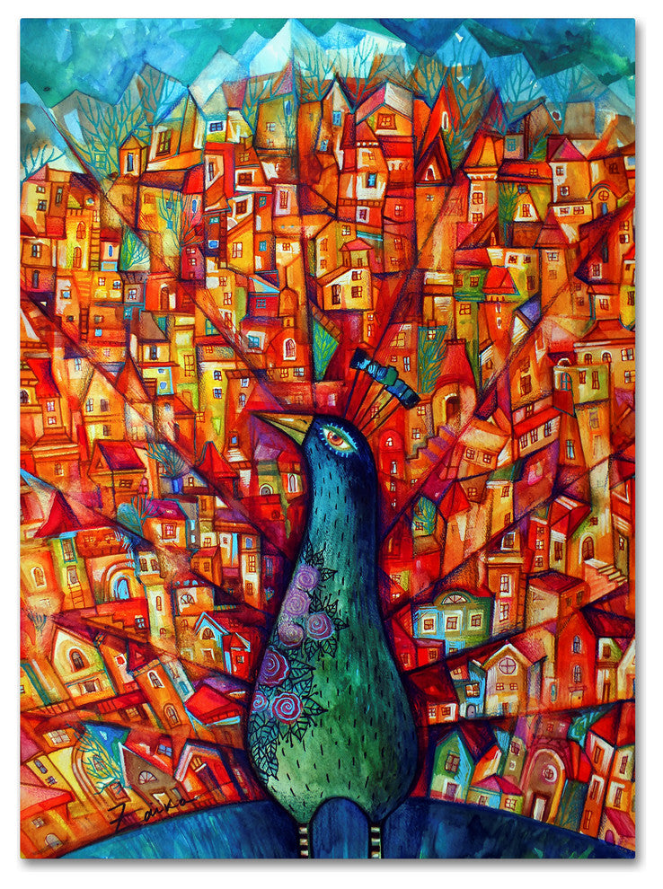 Oxana Ziaka 'Peacock' Canvas Art, 18" x 24"