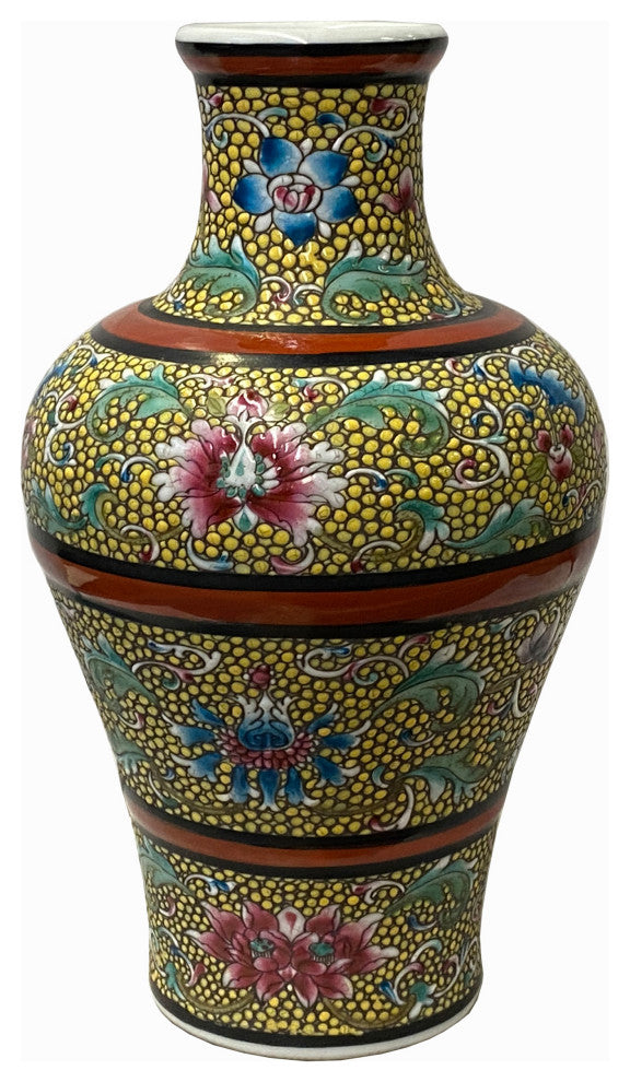 Oriental Yellow Thick Doped Color Bats Flowers Ceramic Vase Hws2450
