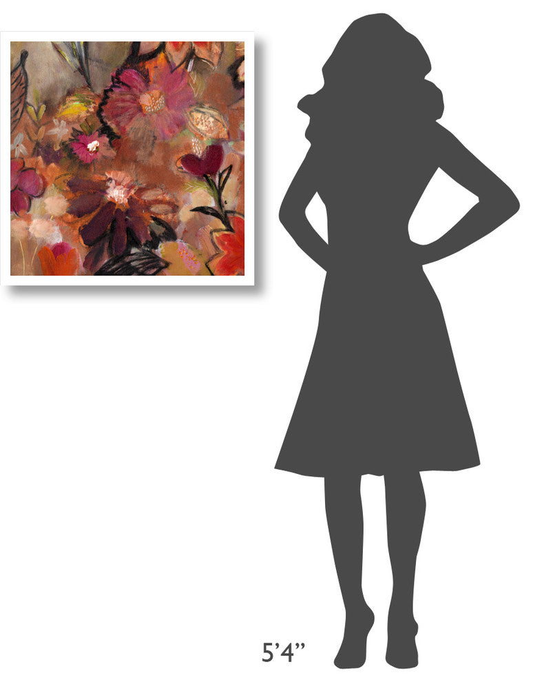 "Garden of a Joyful Day BL" Digital Paper Print by Joan Elan Davis, 26"x26"