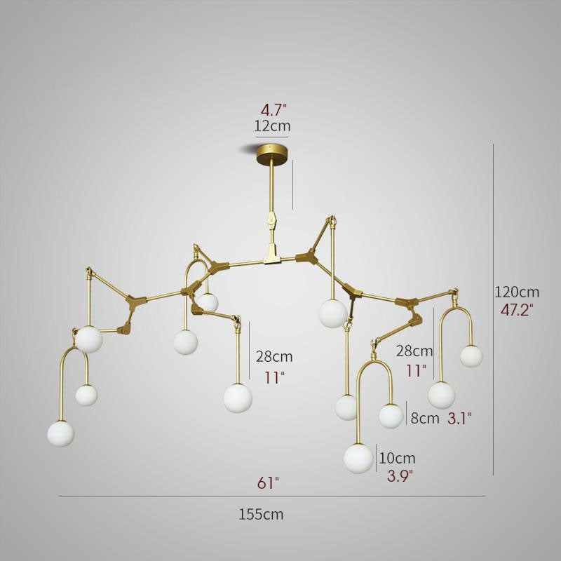 Airole | Creative Glass Chandelier for Living Room, Gold, 12 Lights