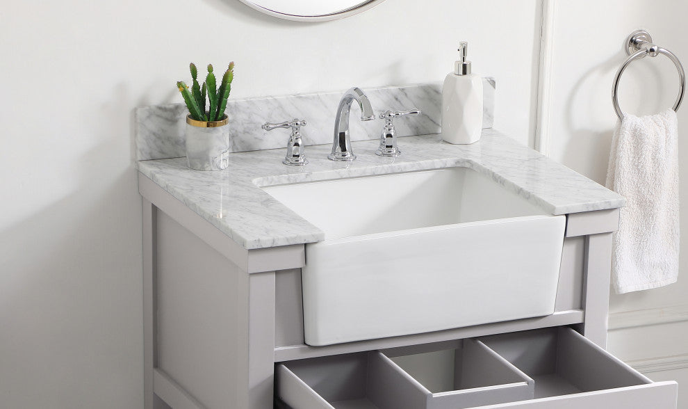 30" Backsplash, Carrara White