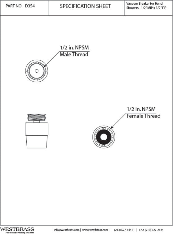 Vacuum Breaker For Hand Shower In Polished Nickel