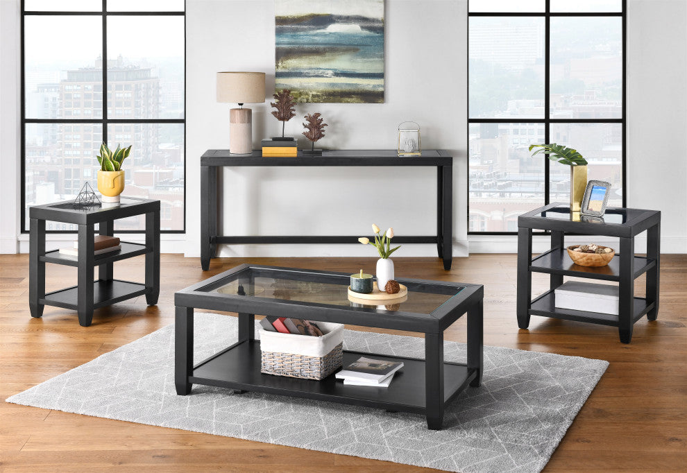 Cordero Glass Top Coffee Table, Black