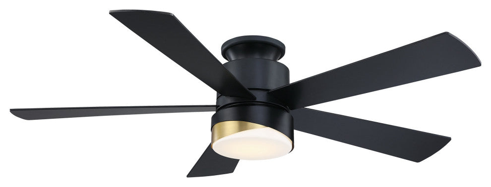 52 in LED Indoor Matte Black Smart Ceiling Fan with Light and Remote