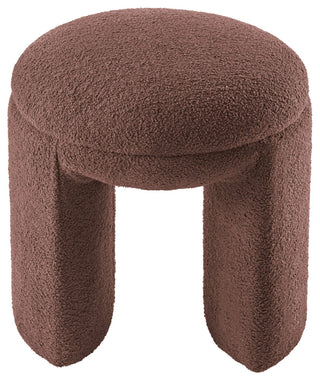 Bowen Faux Shearling Teddy Fabric Ottoman/Stool, Brown