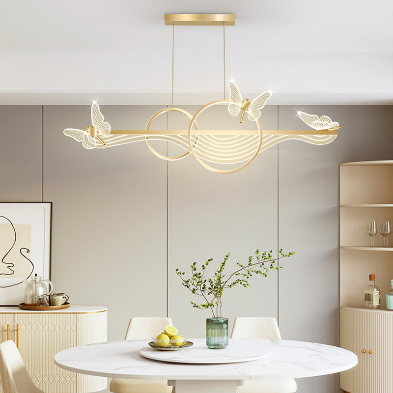 Aigle | Gold Butterfly Chandelier for Dining Room, Gold, Cool Light