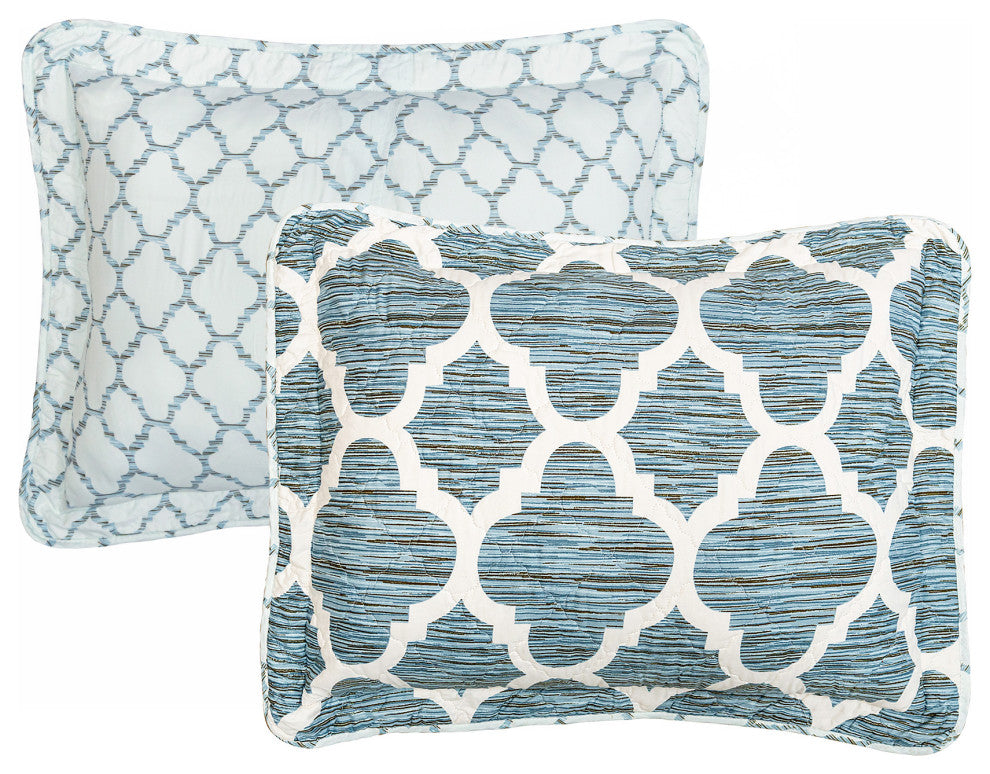 Honor Quilted 7 Piece Bed Spread Set, Blue, Queen