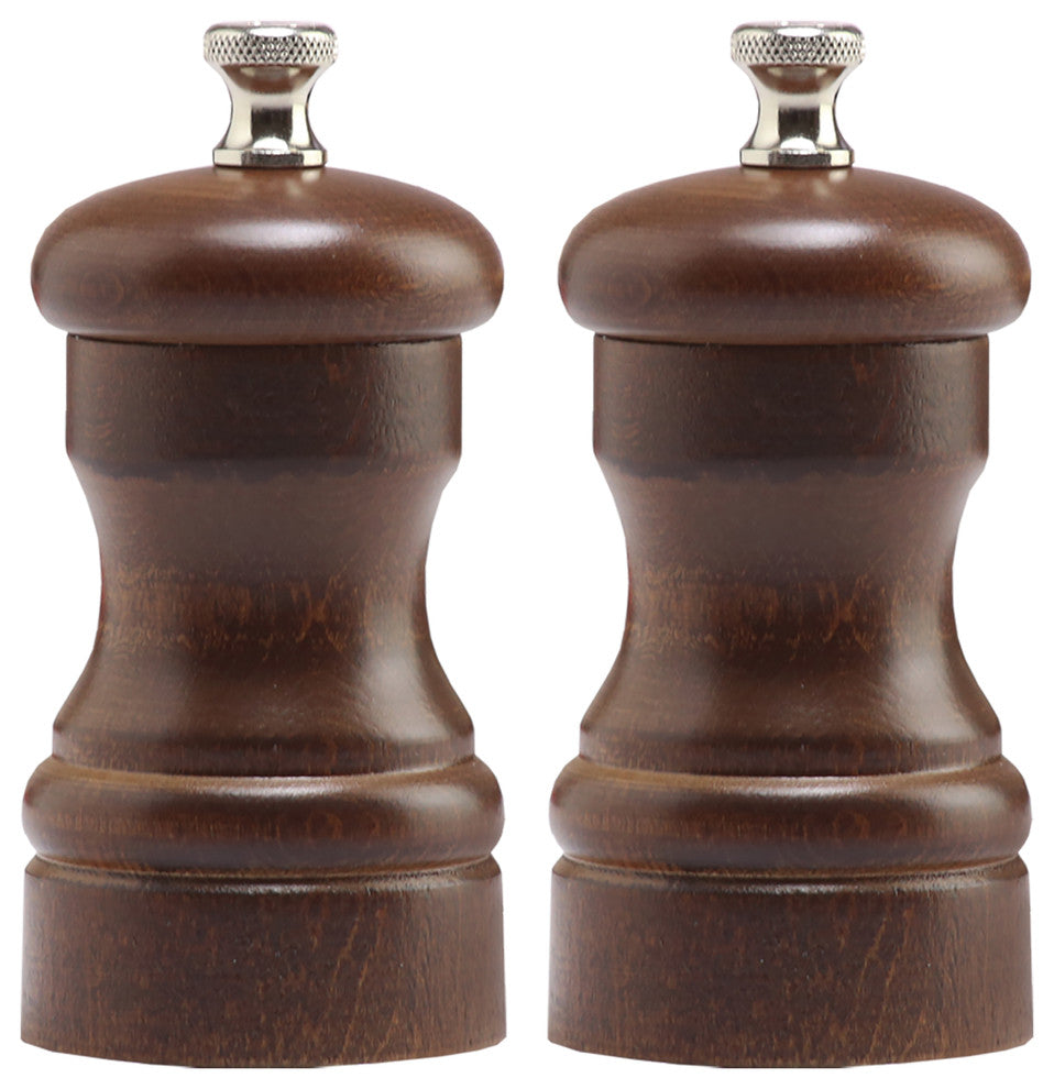 Chef Specialties Pro Series Capstan Pepper Mill and Salt Mill Set, 4", Walnut