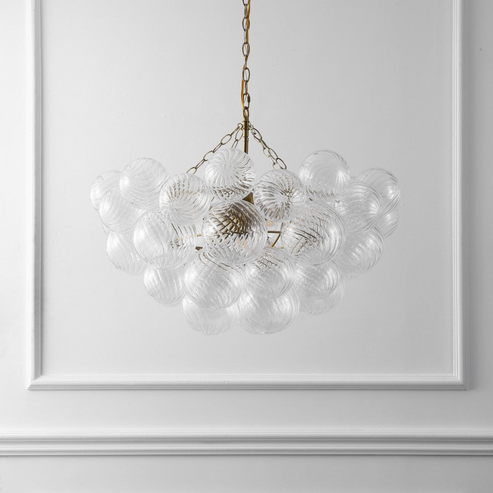 Safavieh Couture Betty Glass Bubbles Chandelier, Brass/Clear