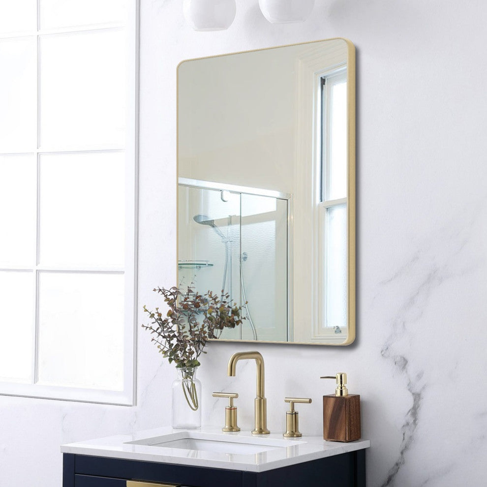 American Furniture Classics Model M7823PCG2436 Gold Framed Rounded Corner Mirror