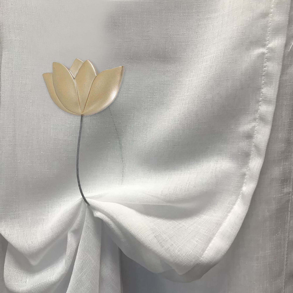 Magnetic Tulip Curtain Tieback "“ Elegant Resin Design with Strong Magnet, Gold, Pack of 1