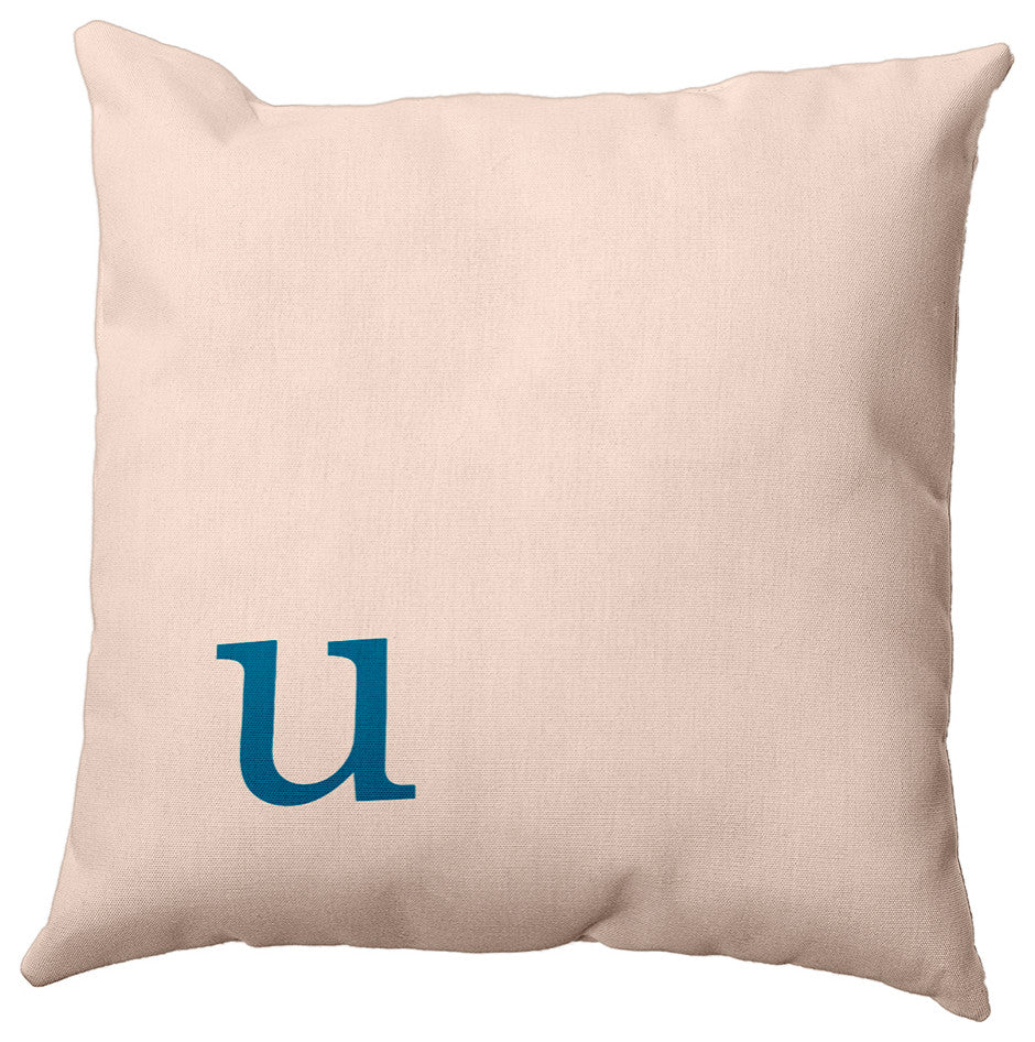 26"x26" Modern Monogram Decorative Throw Pillow, Autumn Blue