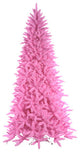 Pre-Lit Slim Pink Ashley Spruce Christmas Tree, Clear and Pink Lights, 12'